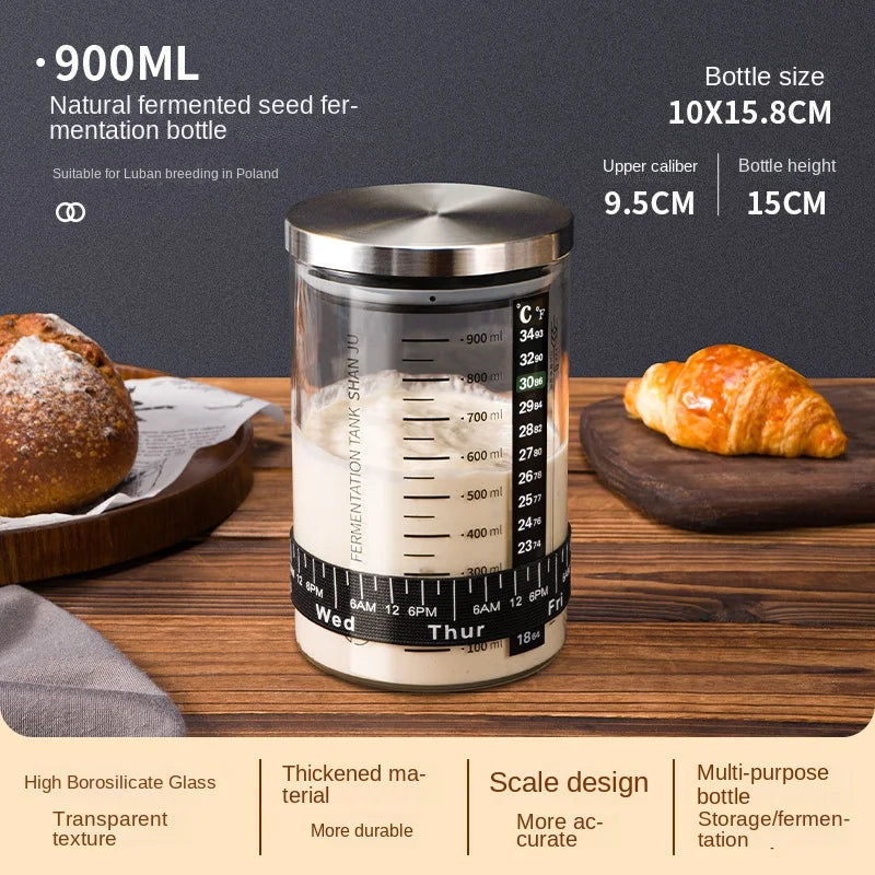 The Observer's Sourdough Starter Jar | Graduated Glass with Lid