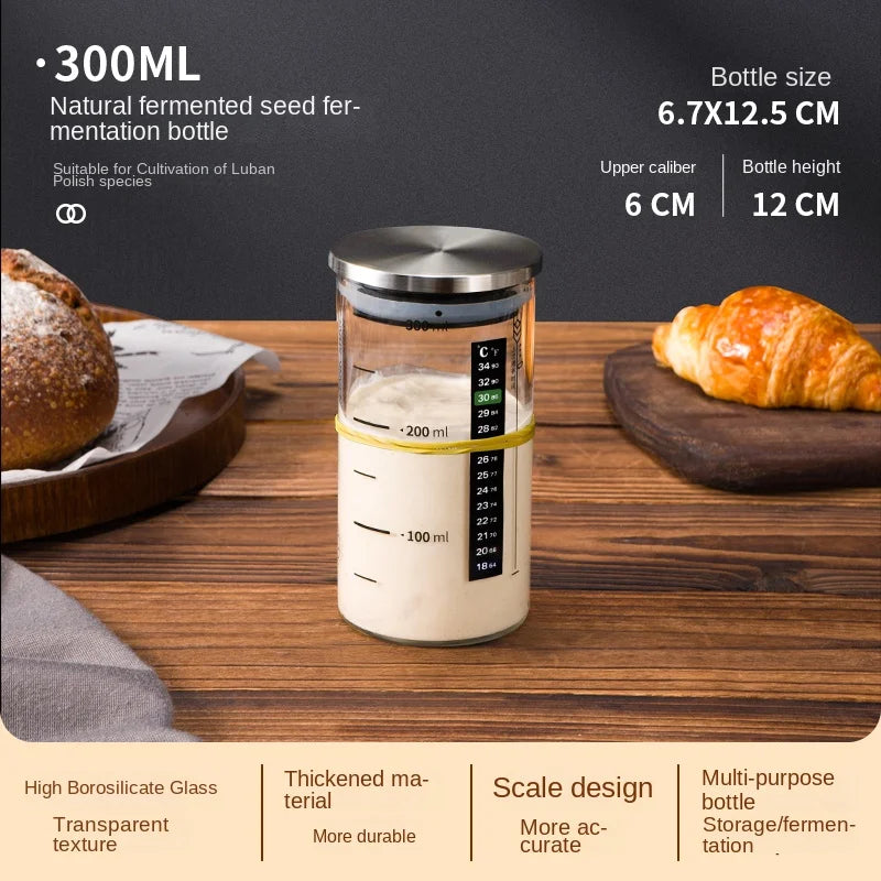 The Observer's Sourdough Starter Jar | Graduated Glass with Lid