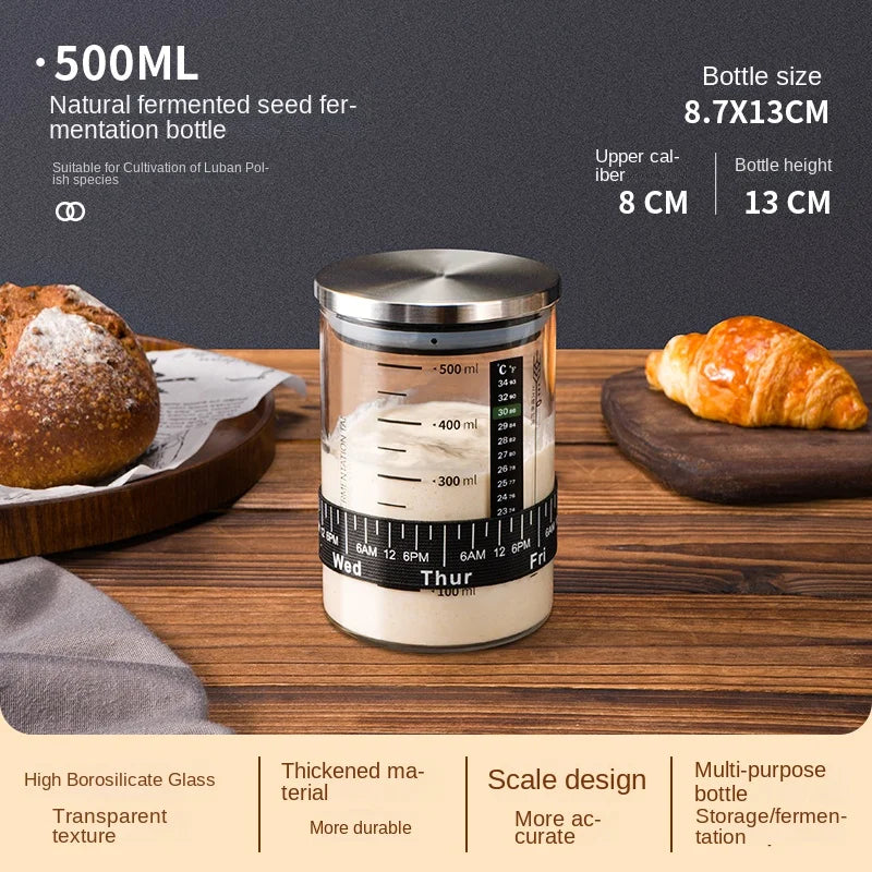 The Observer's Sourdough Starter Jar | Graduated Glass with Lid