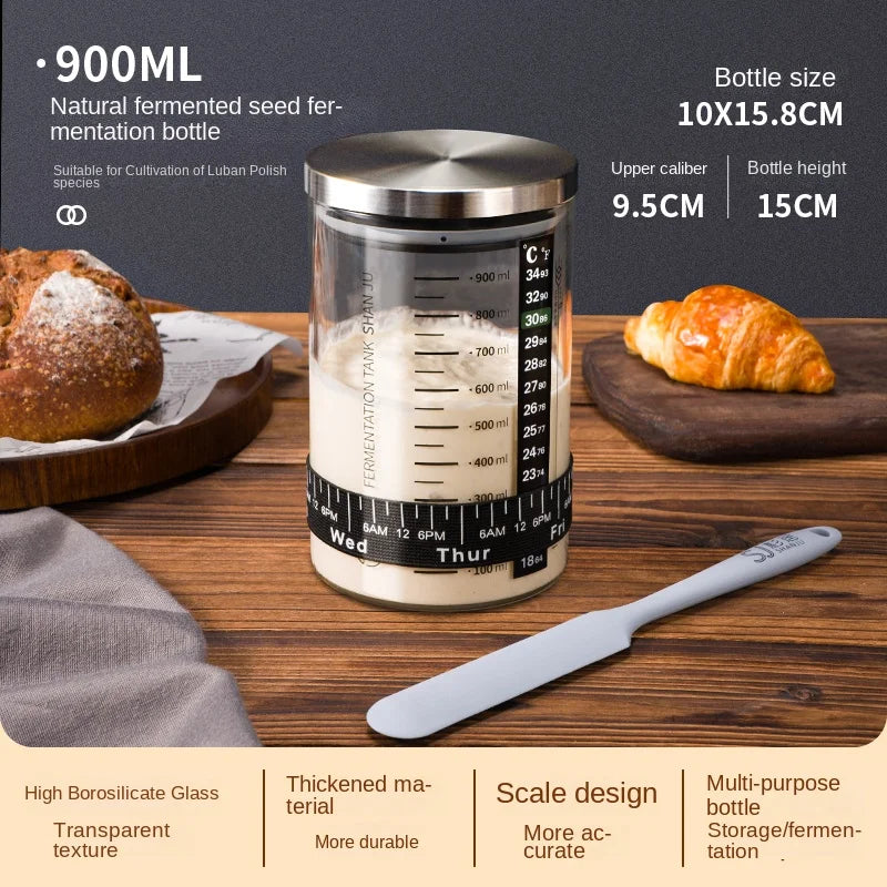 The Observer's Sourdough Starter Jar | Graduated Glass with Lid