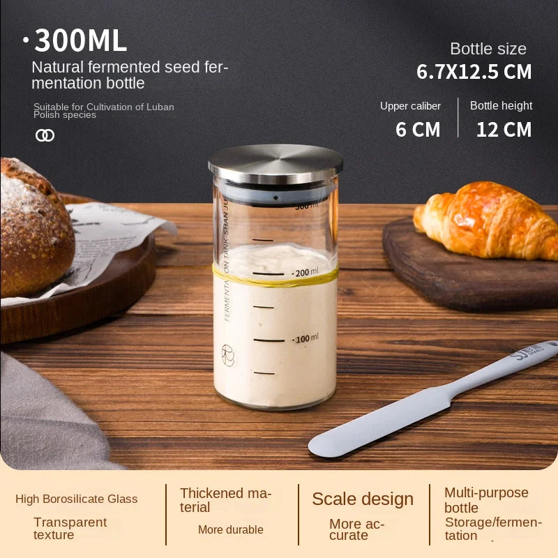 The Observer's Sourdough Starter Jar | Graduated Glass with Lid