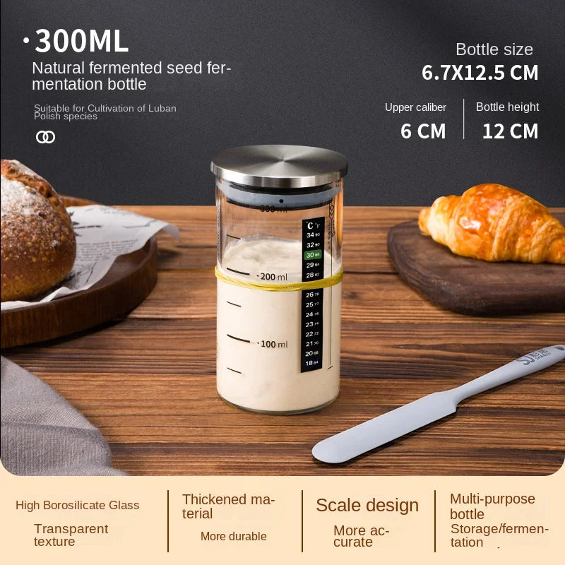The Observer's Sourdough Starter Jar | Graduated Glass with Lid