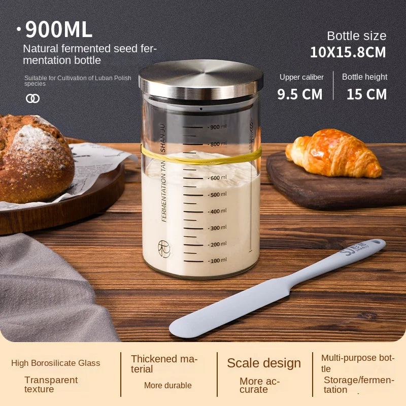 The Observer's Sourdough Starter Jar | Graduated Glass with Lid