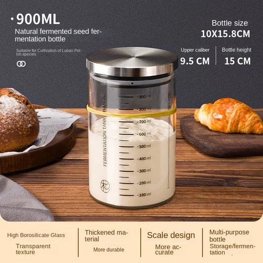 The Observer's Sourdough Starter Jar | Graduated Glass with Lid